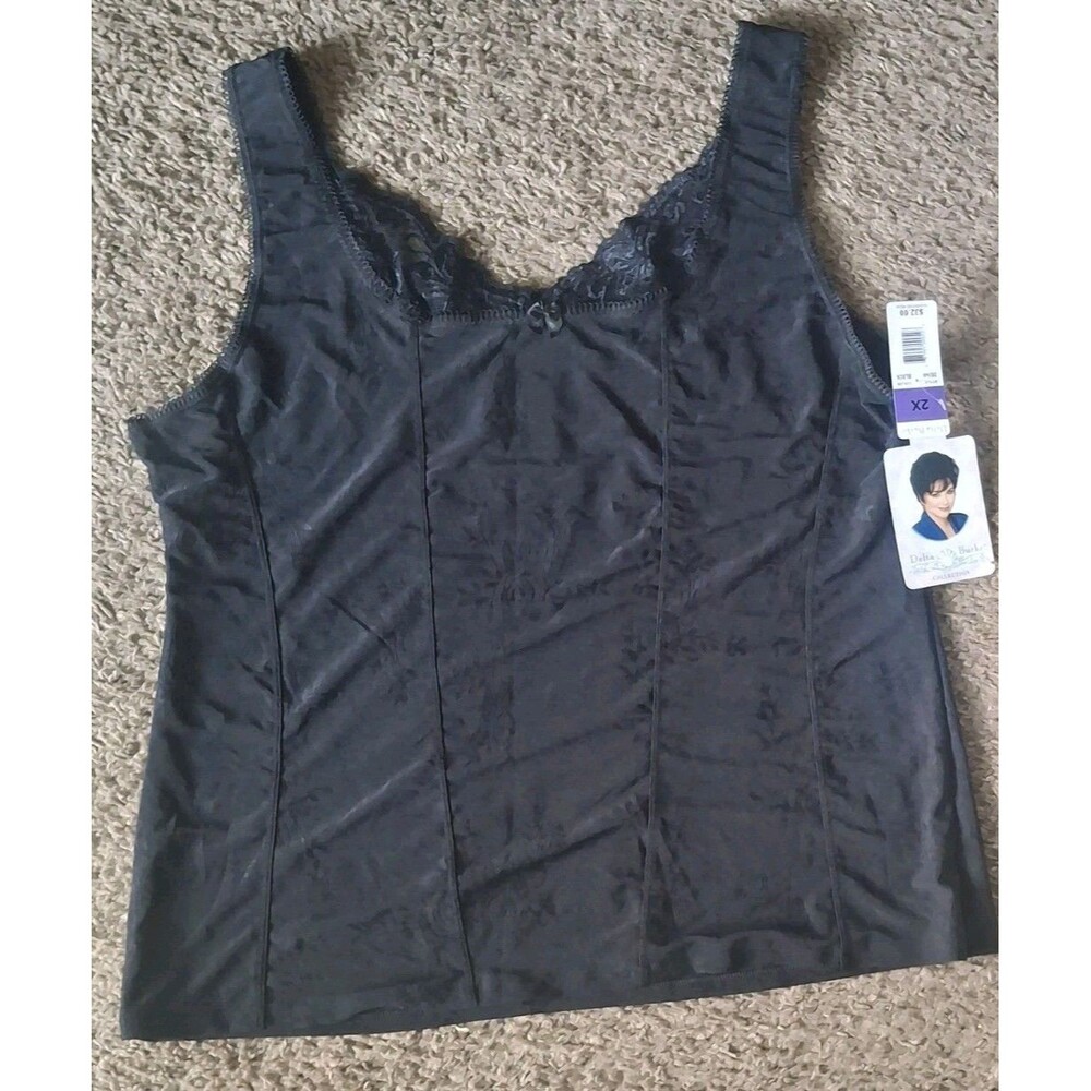Delta Burke Intimates Seamless Shaping Camisole Size 2X  Black Floral New